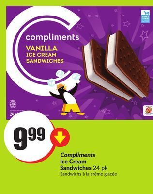 FreshCo Compliments ice cream sandwiches 24 pk offer