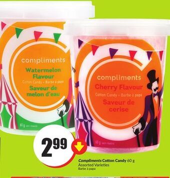 FreshCo Compliments cotton candy 60 g assorted varieties offer