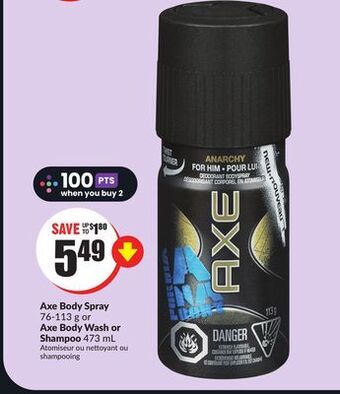 FreshCo Axe body spray 76-113 g axe body wash or shampoo 473 ml offer