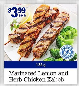 M & M Food Market Marinated lemon and herb chicken kabob offer