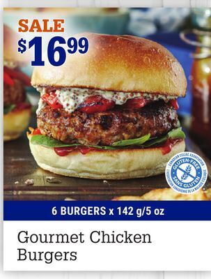 M & M Food Market Gourmet chicken burgers offer