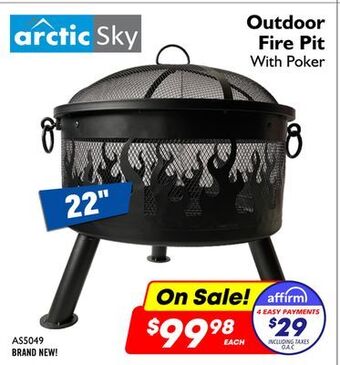 Factory Direct Arctic sky 22 outdoor fire pit with poker offer