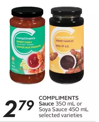 Sobeys Compliments sauce or soya sauce offer