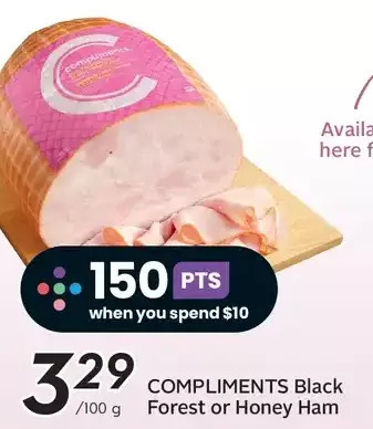 Sobeys Compliments black forest or honey ham offer