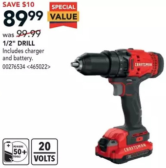 Lowe's Craftsman 1/2 drill offer
