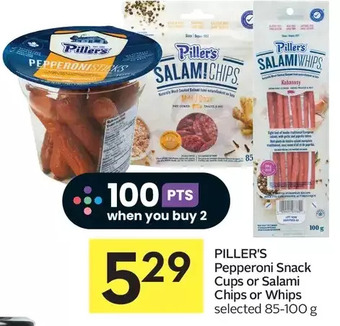 Foodland Piller's pepperoni snack cups or salami chips or whips offer