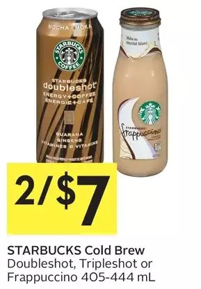 Foodland Starbucks cold brew doubleshot, tripleshot or frappuccino offer