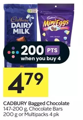 Foodland Cadbury bagged chocolate, chocolate bars or multipacks offer