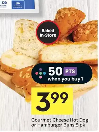 Foodland Gourmet cheese hot dog or hamburger buns offer