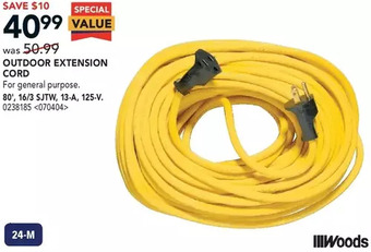 Lowe's Woods outdoor extension cord offer