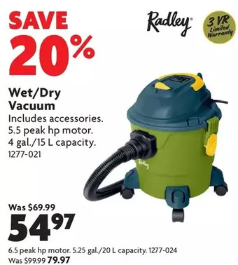 Home Hardware Wet/dry vacuum 5.5 peak hp motor | 6.5 peak hp motor offer