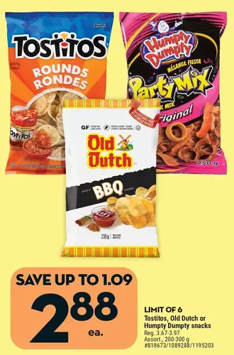 Giant Tiger Tostitos snacks offer