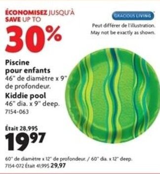 Home Hardware Kiddie pool - 46 dia. x 9 deep | 60 dia. x 12 deep offer
