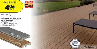 RONA Timbertech prime+ composite deck board offer