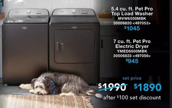 RONA Maytag 5.4 cu. ft. pet pro top load washer | 7 cu. ft. pet pro electric dryer offer