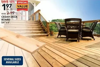 RONA Cedar deck board offer