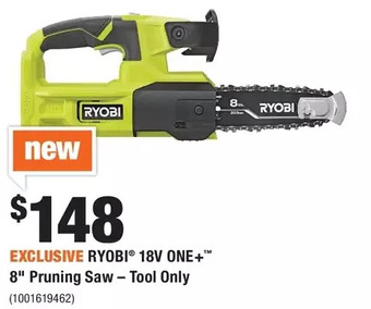 Home Depot Ryobi 18v one+ 8 pruning saw - tool only offer
