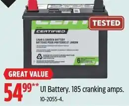 Canadian Tire U1 Battery. 185 cranking amps. 10-2055-4 offer