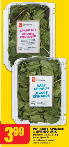 No Frills Pc baby spinach or spring mix offer