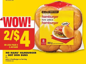 No Frills No name hamburger or hot dog buns offer