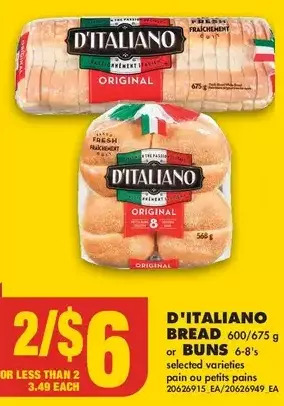 No Frills D'italiano bread or buns offer