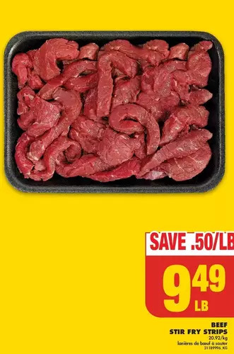 No Frills Beef stir fry strips offer
