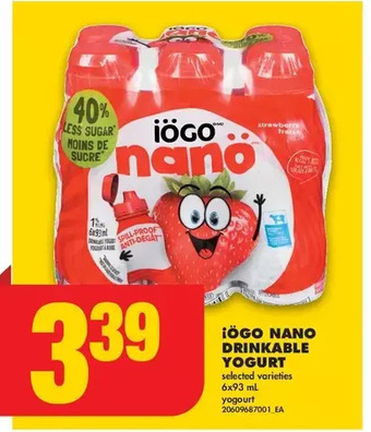 No Frills Iögo nano drinkable yogurt offer