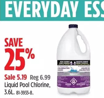 Canadian Tire Liquid pool chlorine offer
