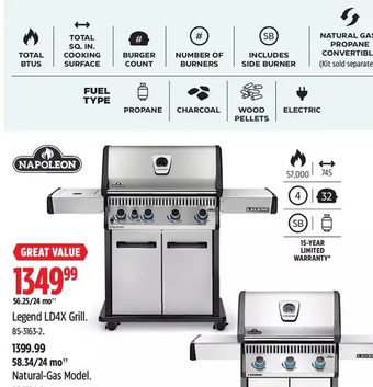 Canadian Tire Napoleon legend ld4x grill | natural-gas model offer