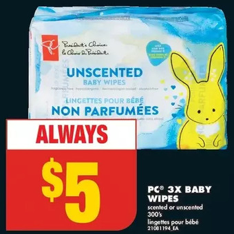No Frills Pc 3x baby wipes offer