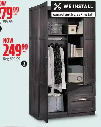 Canadian Tire 2-door 2-drawer wardrobe offer