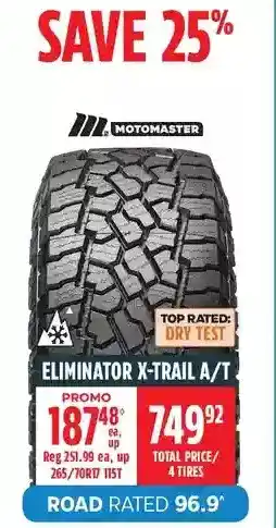 Canadian Tire Motomaster eliminator x-trail a/t tires offer