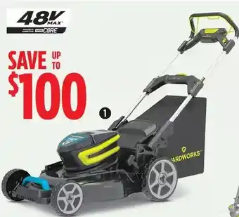 Canadian Tire Yardworks 96v self-propelled mower, 22. battery & charger included offer