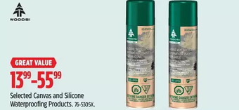 Canadian Tire Woods canvas and silicone waterproofing products offer