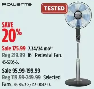 Canadian Tire Rowenta 16 pedestal fan offer