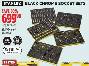Canadian Tire Stanley black chrome socket sets offer