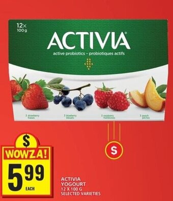 Food Basics ACTIVIA YOGOURT 12 X 100 G SELECTED VARIETIES offer