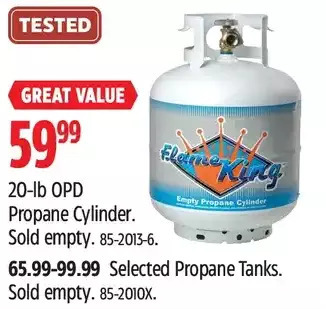 Canadian Tire 20-lb opd propane cylinder | propane tanks offer