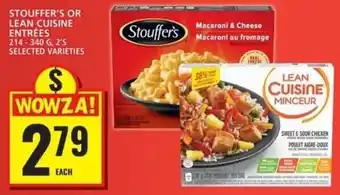 Food Basics STOUFFER'S OR LEAN CUISINE ENTRÉES 214-340 G, 2'S SELECTED VARIETIES offer