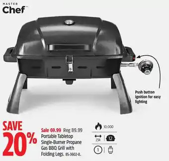 Canadian Tire Master chef portable tabletop single-burner propane gas bbq grill offer