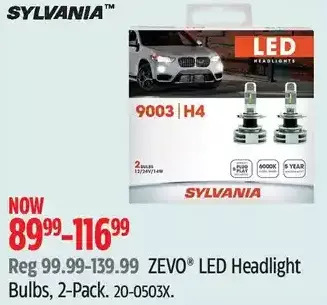 Canadian Tire Sylvania zevo led headlight bulbs offer