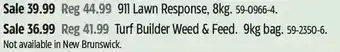 Canadian Tire 911 lawn response, 8kg | turf builder weed & feed. 9kg bag offer