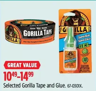 Canadian Tire Gorilla tape and glue offer