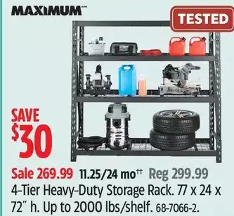 Canadian Tire Maximum 4-tier heavy-duty storage rack offer