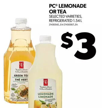 Real Canadian Superstore Pc lemonade or tea offer