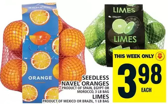 Food Basics Seedless navel oranges | limes offer