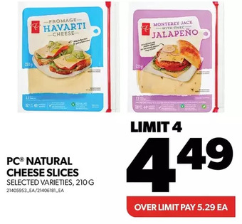 Real Canadian Superstore Pc natural cheese slices offer