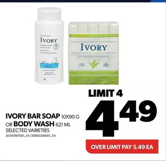 Real Canadian Superstore Ivory bar soap or body wash offer