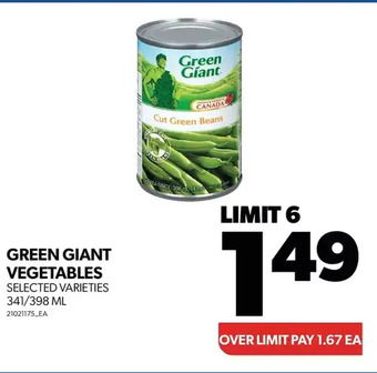 Real Canadian Superstore Green giant vegetables offer