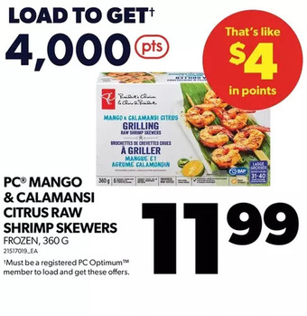 Real Canadian Superstore Pc mango & calamansi citrus raw shrimp skewers offer
